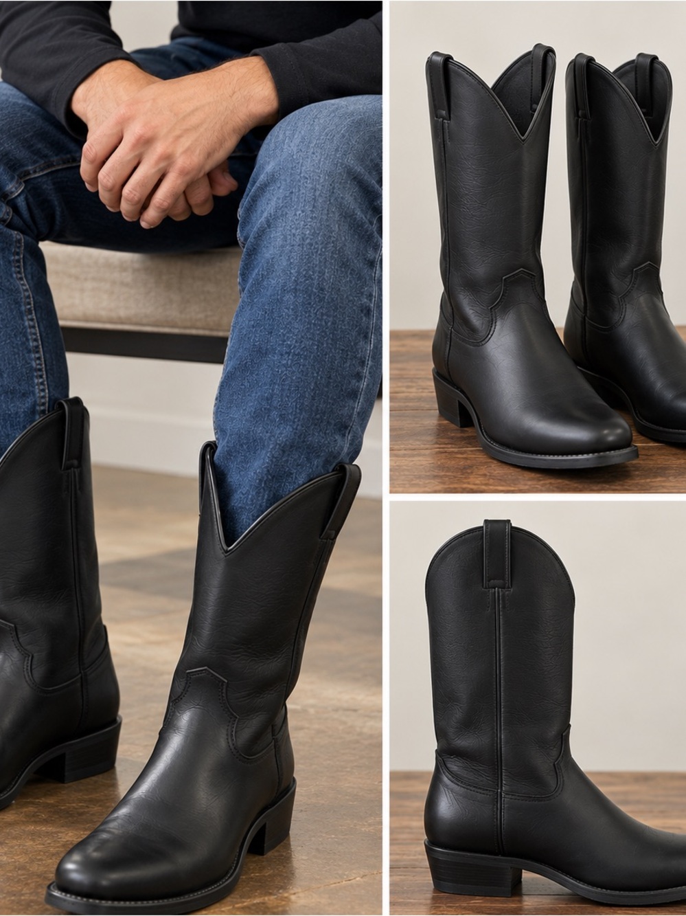 Justin Western State Trooper Collection 12" Black Patent Leather Men’s Cowboy 10